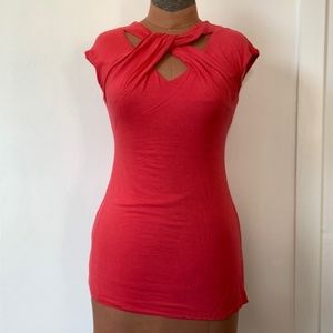 Anthropologie pink twist neck top